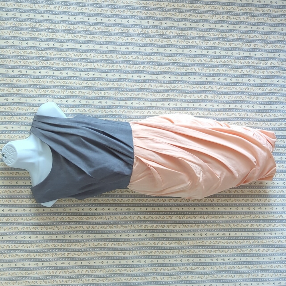 Asos Draped Grecian Office Gray Peach Dress 4